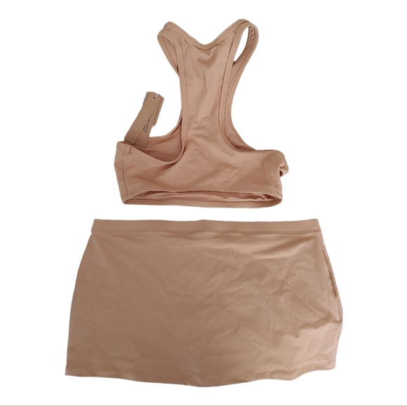 SKIMS 2 Pieces Swimming High Neck Racer Back Top & Mini Micro Swim Skirt - Picture 3 of 16